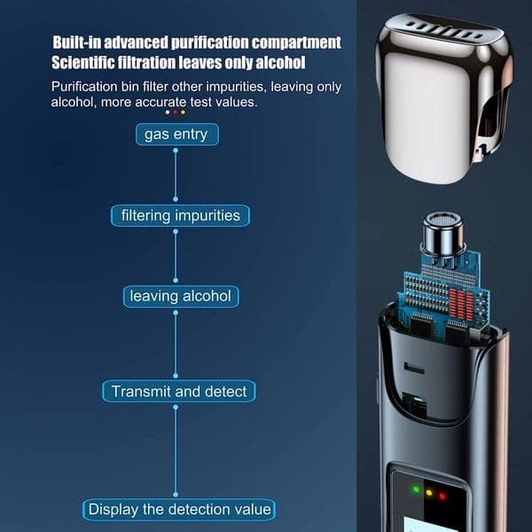 Alkomätare med LCD-display Alkoholdetektor, Högprecision Hörbart Larm