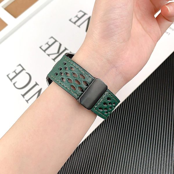 PU-läderarmband med hål för Huawei Watch GT 3 42 mm/GT 3 Pro 20 mm Green