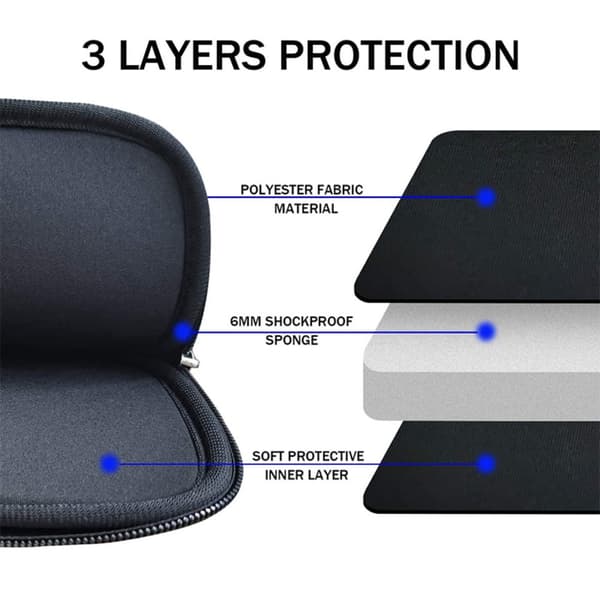 Laptopfodral Mjuk Vadderad Dragkedja med Framficka & Tillbehörsficka Sky Blue 13 Inch