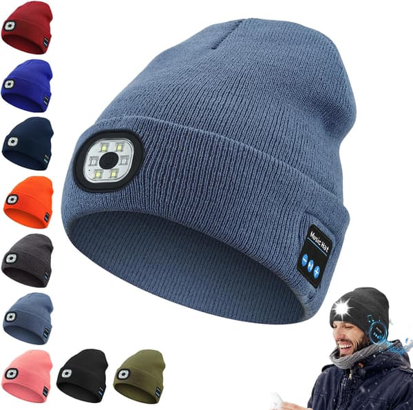 3-i-1 Funksjon Bluetooth-hodetelefonlue, med 6 LED-lys USB oppladbar (gråblå)