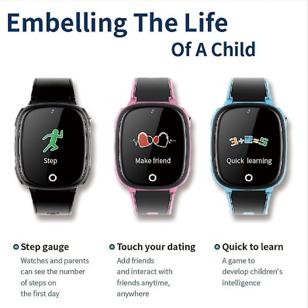Hw11 Ip67 Vandtæt Smart Watch Gps Tracking Sikkerhedshegn Sos Call Black
