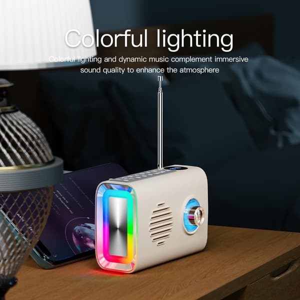 Bluetooth-høyttaler med radiofunksjon, solcellelading og LED-blits (grønn)
