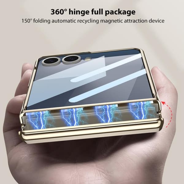Etui til Samsung Z Flip 7, magnetisk med støtte (sølv)