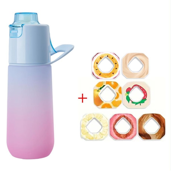 750 ml Doftvattenkopp med 7 Smakskapslar, Läckagesäker med Sugrör, Lämplig för Utomhussporter, Barnpresenter Gradient Blue