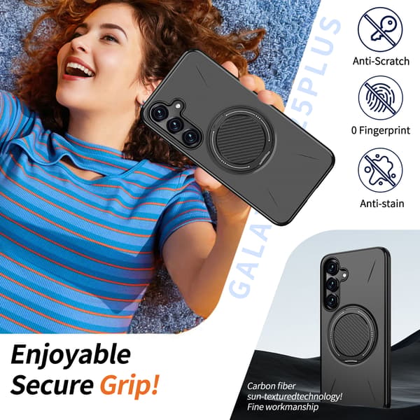 Etui til Samsung Galaxy S24, roterende støtteben TPU + PC Black