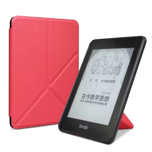 Fodral - För 7 tums Kindle Paperwhite 12:e generationen 2024, deformerbart vikbart fäste (ljusröd)