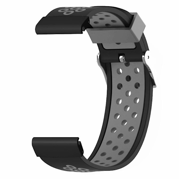 20mm PC-kontakt silikon dobbelt-farget pustende klokkebånd for Garmin Fenix 7s/6s/5s Black Grey