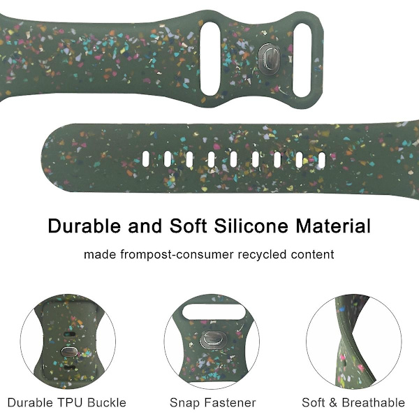 Klockarmband för Apple Watch Series 9 8 7 41mm/SE (2023) SE (2022) 6 5 4 SE 40mm/3 2 1 38mm, 8-spänne Green C Apple Watch Series 9 4