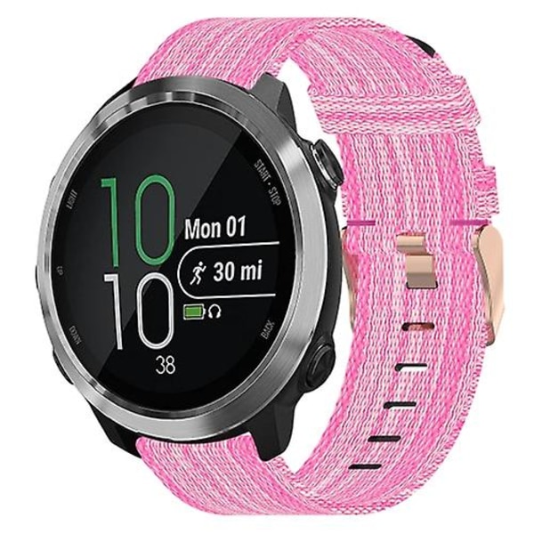 Til Garmin Forerunner 645 Music 20mm Nylon Woven Watch Band BJK Pink