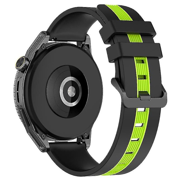 Huawei Watch GT 3 42mm/Watch GT -silikoniranneke, leveys 20 mm, kaksivärinen pehmeä ranneke Black, Black Lime D Samsung Galaxy Watch 5