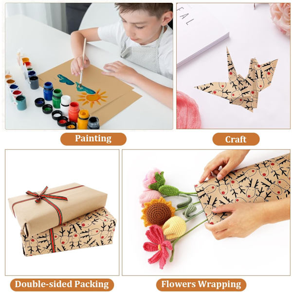 Presentpapper Rulle - Julklappspapper Kraftpapper Ark, 43 Cm X 3M (08)