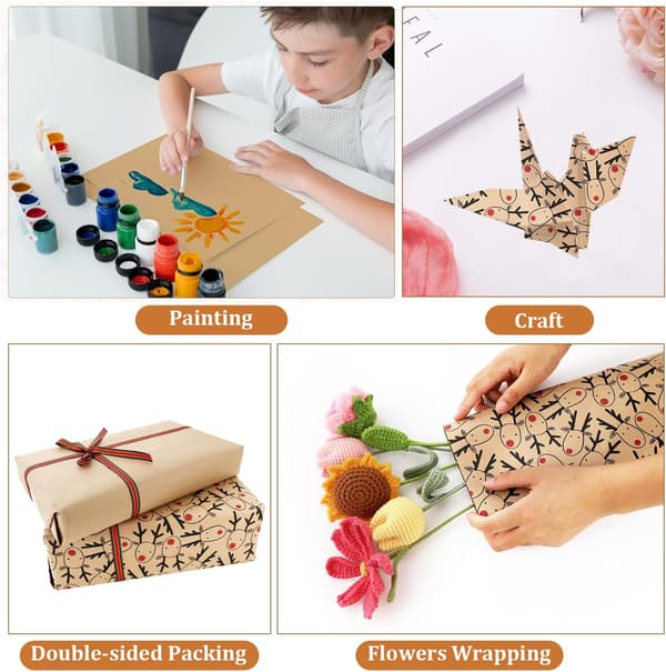 Presentpapper Rulle - Julklappspapper Kraftpapper Ark, 43 Cm X 3M (19)
