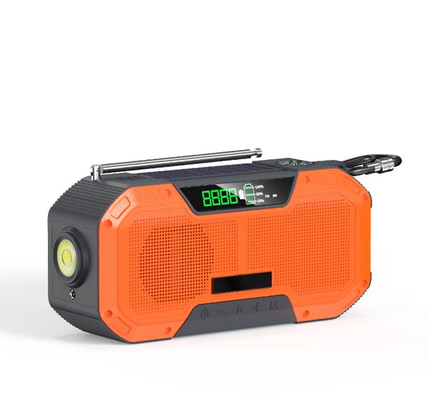 Radio Solar, LED Nødvejrsradio Solenergi Nødblitzlys (Orange)