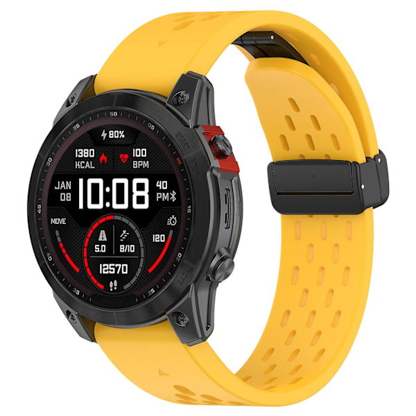 KLB-DDGJ-001 För Garmin Fenix 7 / 7 Pro QuickFit 22mm Silikon Armband med Magnetiskt Fällbart Spänne Yellow