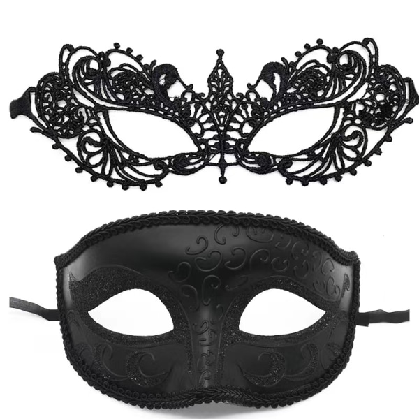 Masquerade Face Cover, Fashion Lace Couple Maskerade Face Cover Black