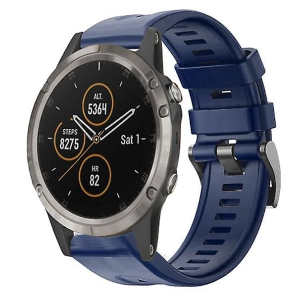 För Garmin Fenix ​​5 Metal Spänne Enfärgad Silikon Watch Band BCC Midnight Blue