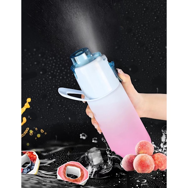 750 ml Doftvattenkopp med 7 Smakskapslar, Läckagesäker med Sugrör, Lämplig för Utomhussporter, Barnpresenter Gradient Pink