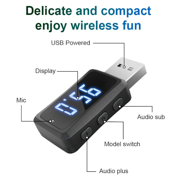 Bluetooth 5.3 Lydadapter Mottaker