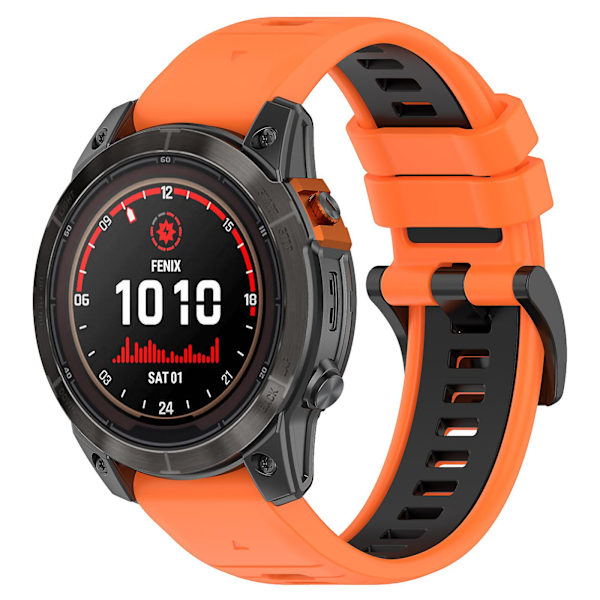 Til Garmin Fenix 7 / Fenix 7 Pro Silikonurrem 22mm Udskiftningsremme Orange Black