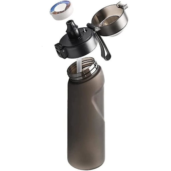 Fruktdoft luktande vattenflaska med sugrör, BPA-fri och läcksäker gymflaska idealisk för fitness och utomhus(650 ml) Black 650ml