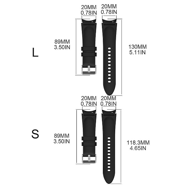 Sportband Armband för Watch 6/5/4 Soft Strap Bälte Watch Justerbara armband Black L