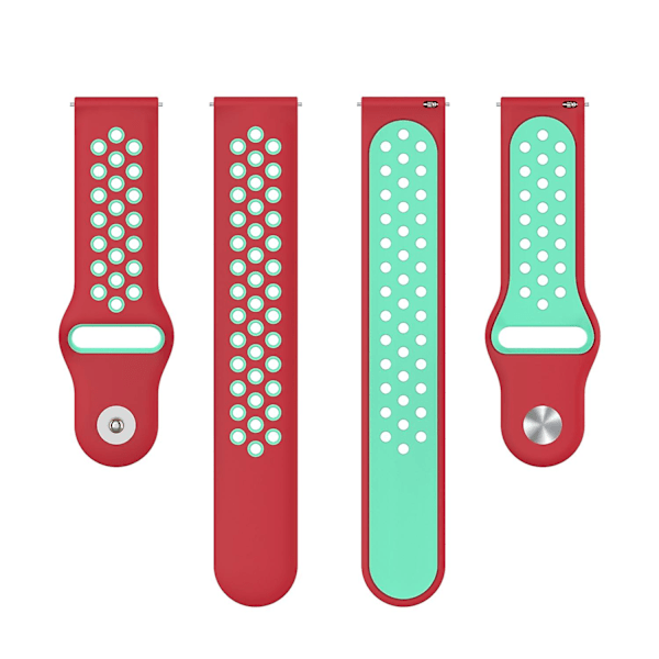 Dubbelfärgat justerbart silikonklockarmband 22 mm för Huawei Watch 3/Watch 3 Pro/Teal Red F