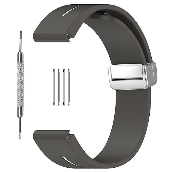 20mm Dubbel Färg Silikon Magnetisk Silver Spänne Klockarmband För Samsung Galaxy Watch 6/6 Classic/5/4 Grey White