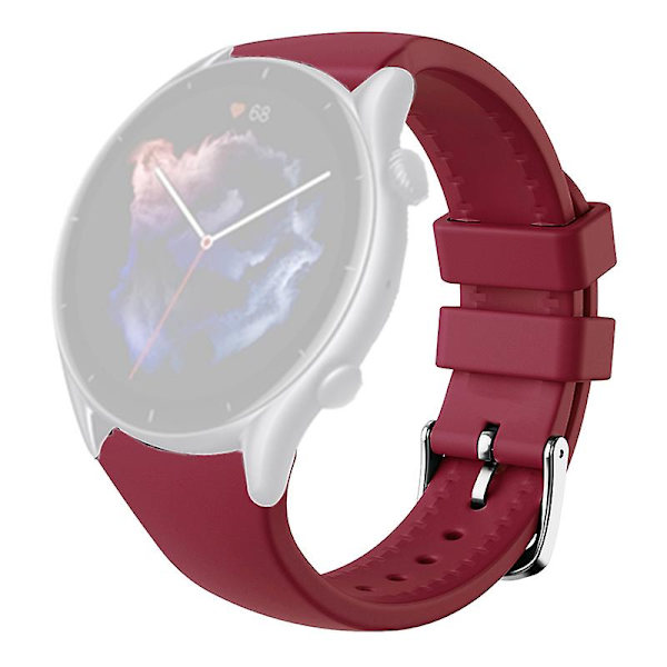 22mm silikonihihna Huami Amazfit Gtr 4/gtr 3/gtr 3 Pro / Huawei Watch Gt 3 42/46mm Wine Red