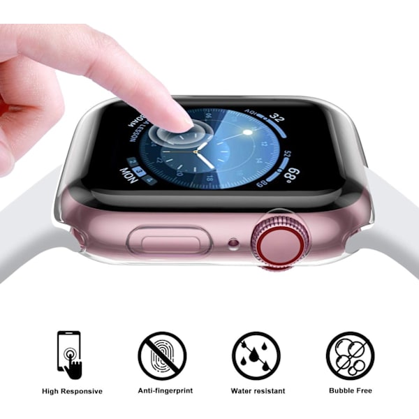 3-pack kompatibla med Apple Watch-fodral 38 mm, mjukt HD-skärmskydd med hög känslighet för iWatch Series 3/2/1 38 mm (3 transparenta) Bright Clear/Clear/Clear  45mm