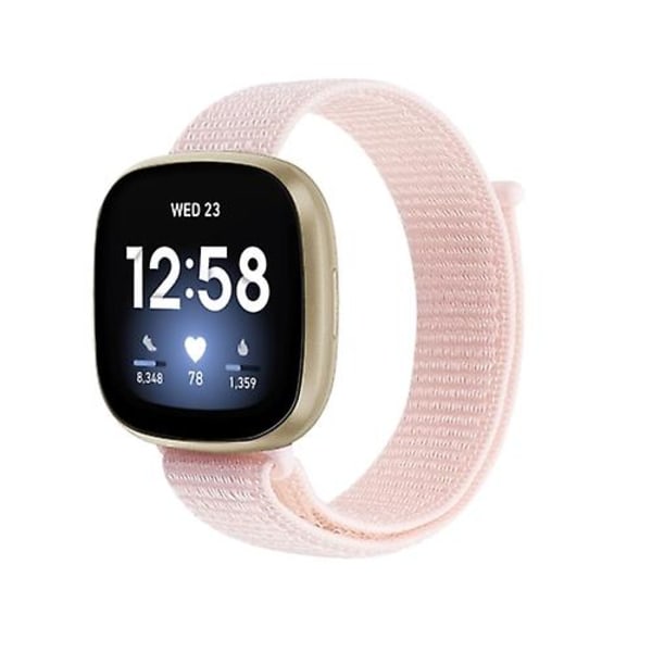 For Fitbit Versa 3 Nylon Loop Watch Band HOS Pearl Pink