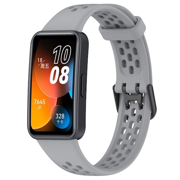 Til Huawei Band 8 Åndbar Silikone Smart Watch Rem Komfortabel At Bære Håndledsrem Grey