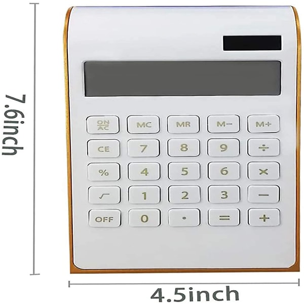 Lommeregner, 10-cifret solcellebatteri Basic, dobbeltdrevet desktop-beregner, vippet LCD-skærm, skråtstillet design slank skrivebordsberegner White