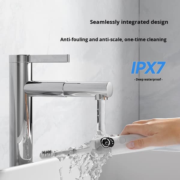 Elektrisk tannbørste - Oscillerende sonisk feie-vibrasjon oral, IPX7 9 moduser (grå)