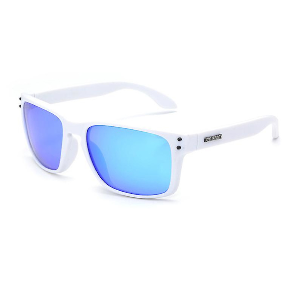 Polariserade solglasögon för män och kvinnor med matt finish solglasögon färg spegellins 100 % UV-blockerande White and Blue