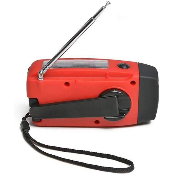 Soldriven handvevradio med ljus ficklampa, power