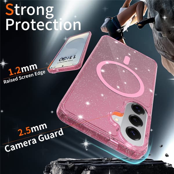 Deksler til Samsung Galaxy S26, magnetisk med skjermbeskytter Pink