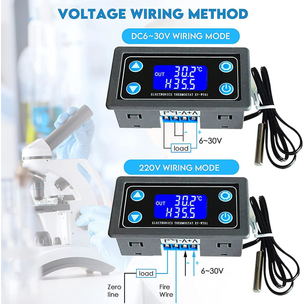 Digital temperaturkontrol 12v 24v LCD-skærm Digital termostat Højpræcision temperaturkontrolmodul Køling og opvarmning Automatisk kontakt