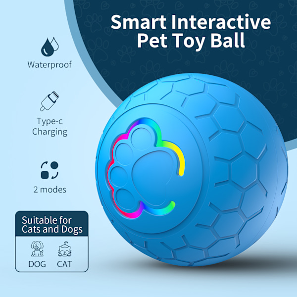 Pet Active Pyörivä Pallo, Älykäs Liikkuva Pyörivä Koiran Lelupallo (Keltainen)