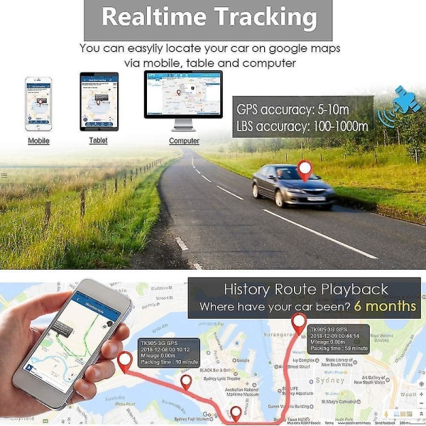 Gps Tk905 Stark Magnetisk GPS Tracker 3 månader Standby Uppladdningsbar Tracker För fordon Bil Lastbil Realtidspositionering