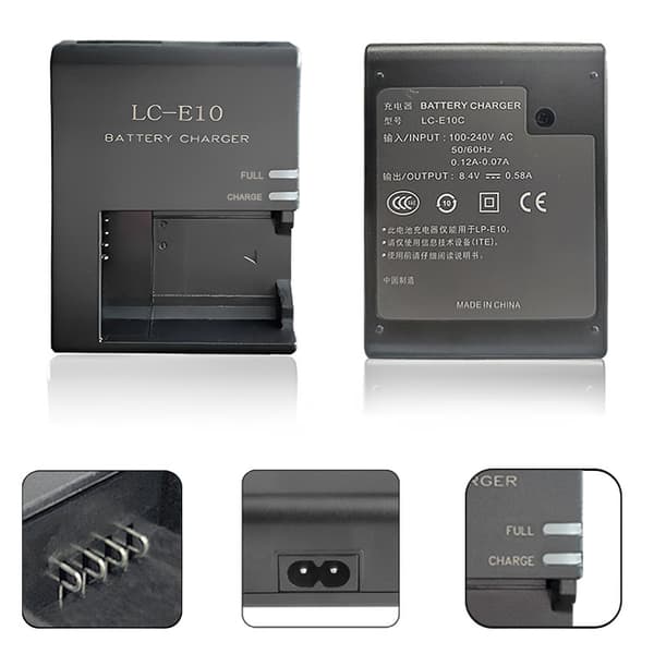 Batterilader for Canon-kamera LC-E10 LP-E10 lader, EOS 1100D 1200D 1500D 3000D X50