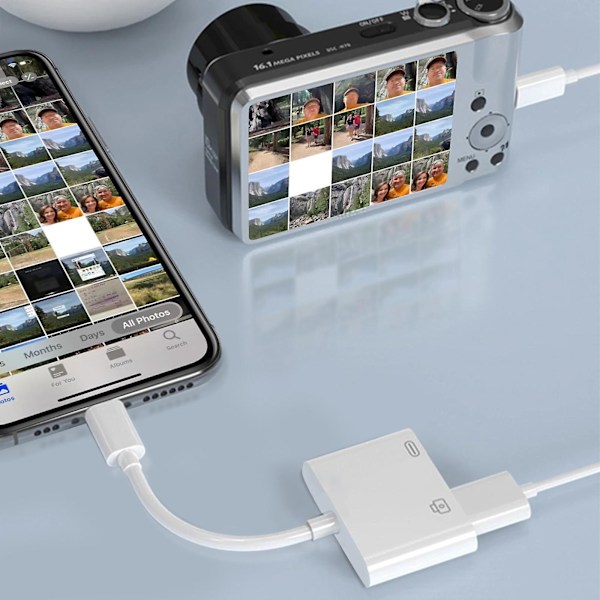 Kompakt Lightning Charge Adapter til IPhone/iPad Lightning til USB - Hvid