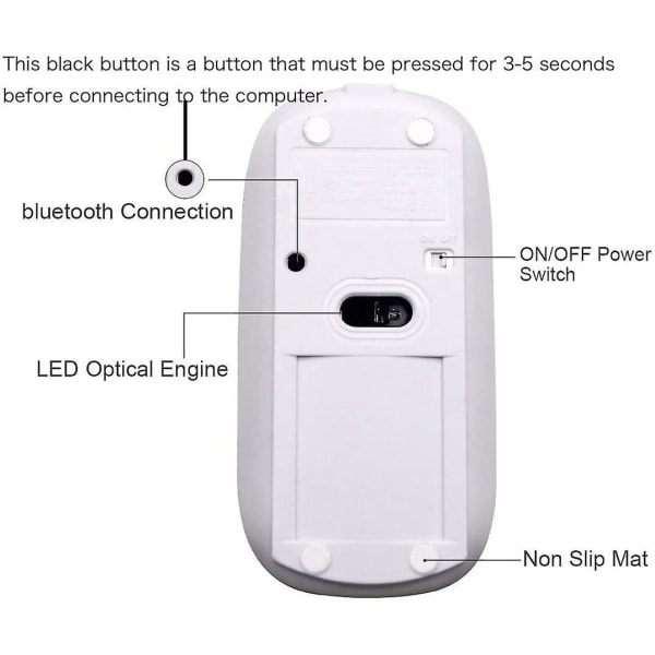 Trådløs Bluetooth-mus for Macbook Pro/macbook Air/ipad/laptop/imac/pc Gold