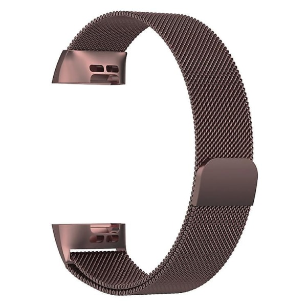 Magnetklokkebånd i rustfritt stål for Fitbit Charge 4 Large Størrelse: 210x18mm IBX Coffee