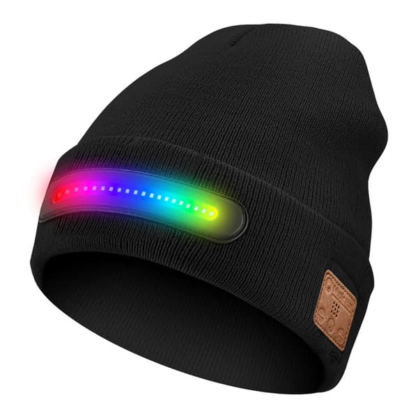 LED-mössa med Bluetooth - med högtalare, handsfree-samtal (färgglada lampor)