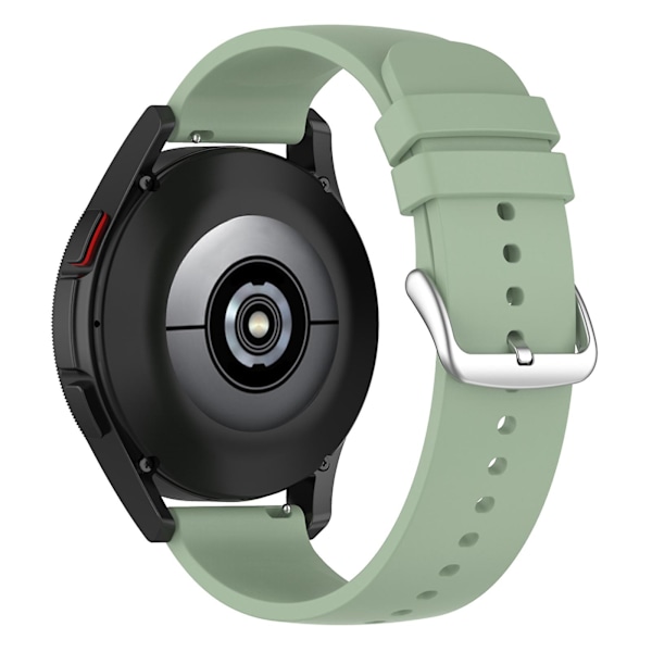 For Samsung Galaxy Watch 5 Pro 45mm/Huami Amazfit Bip 3/3 Pro Silikonklokkebånd 20mm Justerbar Håndleddsrem Justering Lake Green Silver Buckle