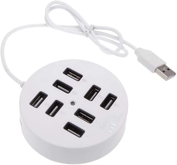 8 Ports Box Multi Dataöverföring USB 2.0 Hub Rund Form Multi-port White