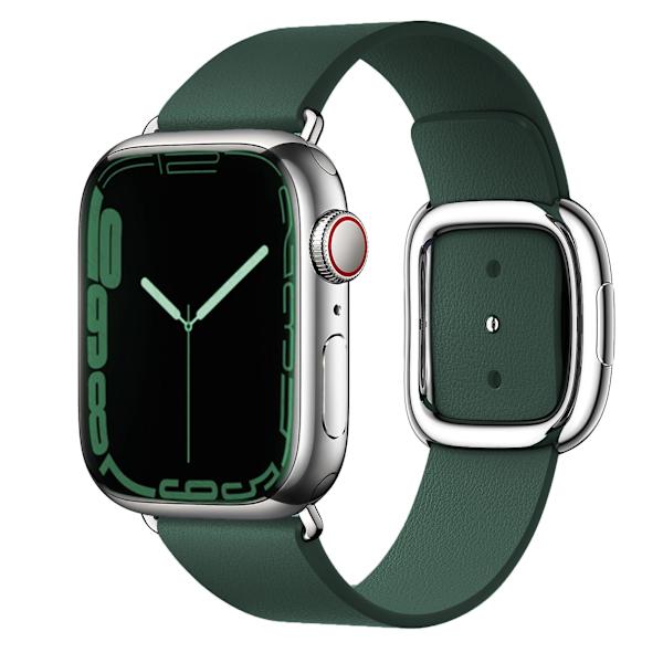 Modern Buckle-reim for Apple Watch-bånd 45 mm 41 mm 44 mm/40 mm 38 42 mm 49 mm Correa Lærarmbånd Iwatch Serie 3 6 Se 7 8 Ultra 40mm 38mm 41mm Forest Green