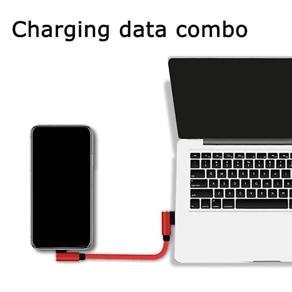 90 grader svart/blå/rød 0,25 m dobbel albue Type C data USB C-kabel Black