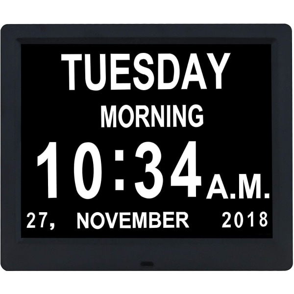 Digital Dag Väckarklocka Led Kalender Demens Tid Black