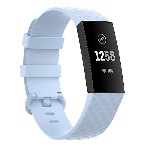 18mm Silverfärgat spänne TPU handledsrem armband för Fitbit Charge 4 / Charge 3 SE, Storlek: L Light Blue